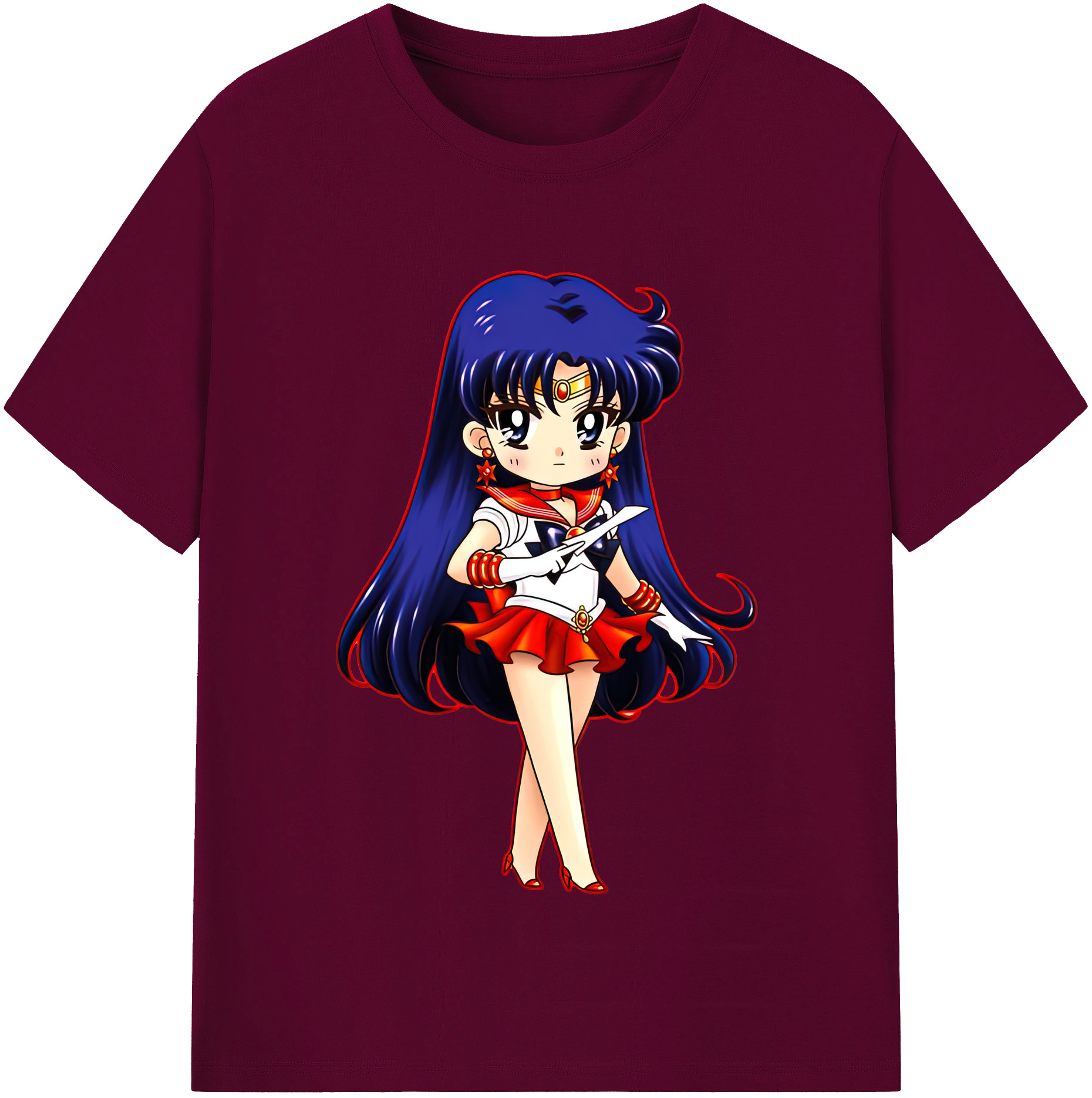 （画像用） 美少女戦士セーラームーン 火野レイ ひの レイ Sailor Moon Hino Rei （セーラーマーズ,Sailor Mars） レディースカジュアルプリントTシャツ（綿100％）